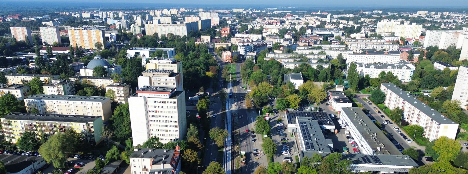Ulica Kościuszki w Toruniu widok z góry
